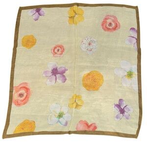 Echo Floral Scarf with Brown Border